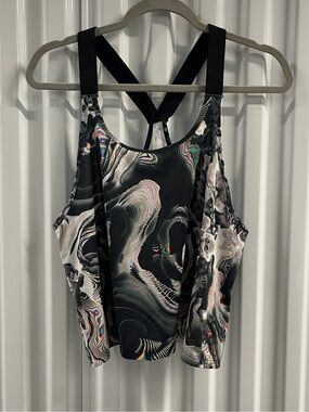 Nike Black Abstract Swirl Tank Top with Multicolor Accents